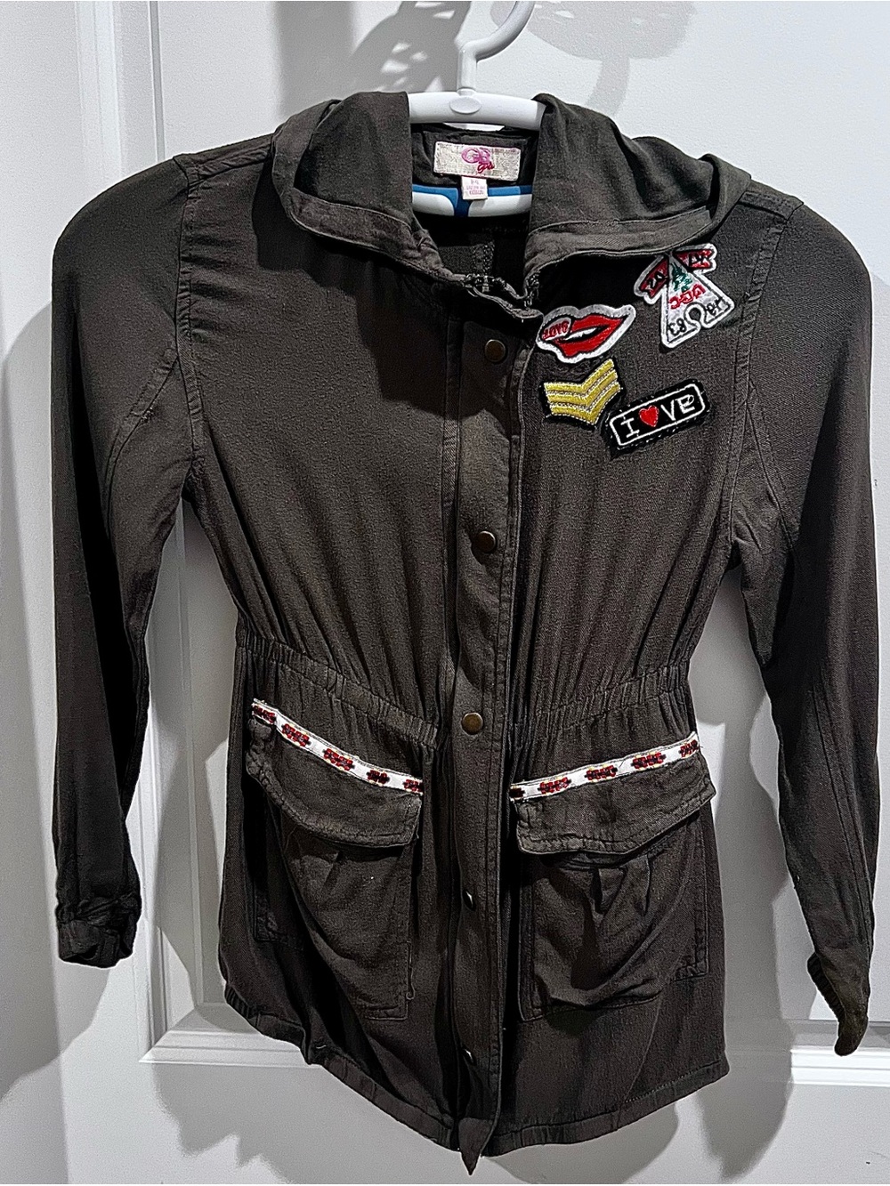 GB Girls Olive Green Military-Style
Patch Utility Jacket.
